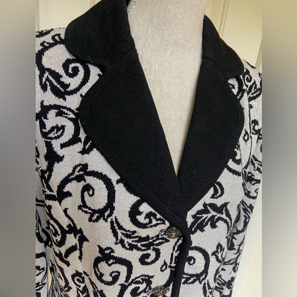 Liorah Exclusive Knits Silver Metallic Cardigan Jacket Wool Blend Size 14 - Picture 4 of 11